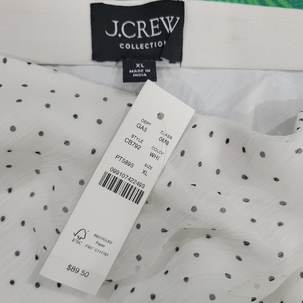 J Crew Gwen knee-length layered slip skirt in dot crinkle chiffon CB792 Size XL - Picture 5 of 6